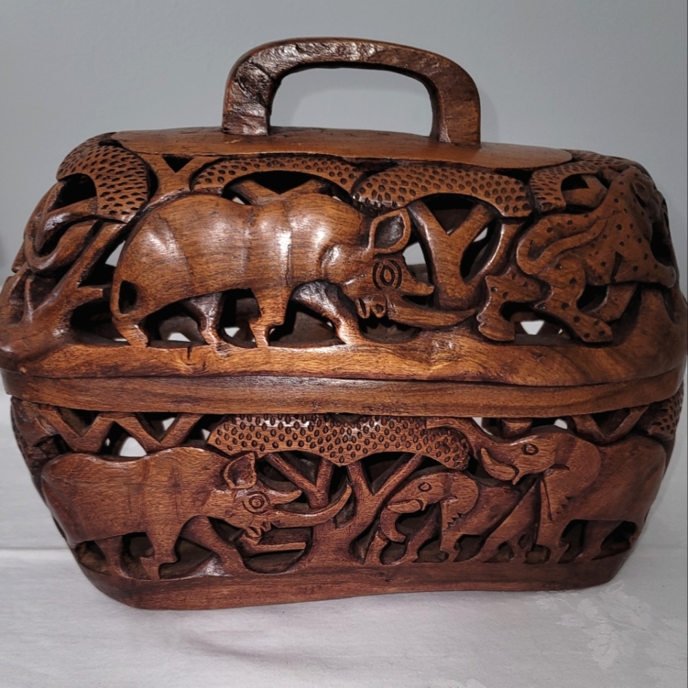 South Africa handcarved wooden basket